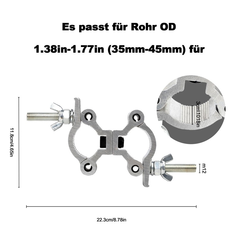 Wecan Stage Light Double Pipe Clamp, 35-45mm Dual Head Truss