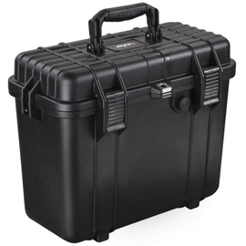 Compact Tall 16.93" Protective Gear Case Water and Shock Resistant w/Foam (Black) by Eylar™