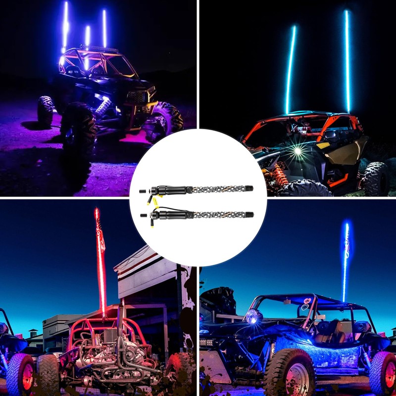 DREAMIZER 2pcs 1FT Whip Lights LED Whip Lights for UTV