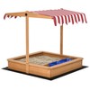 Yellow Wooden Sandbox for Kids, Outdoor Play with Adjustable Umbrella