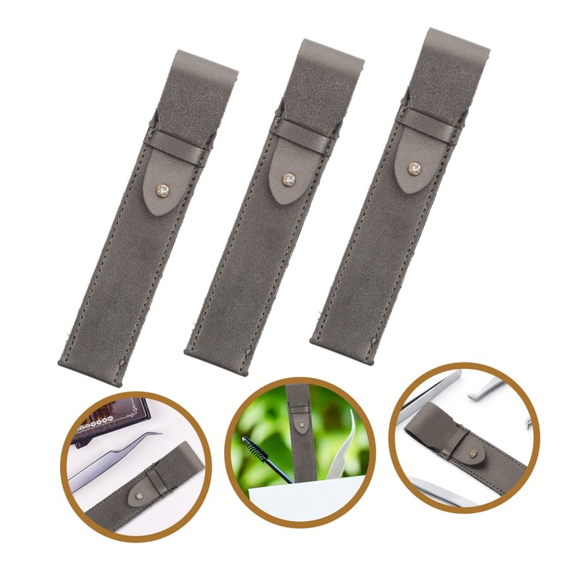 SAFIGLE 3Pcs Eyelash Extension Tweezers Pouch Makeup Tool Container for