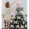 30 Pcs Pink Satin Ribbon Bows, Christmas Tree Bows Wreath