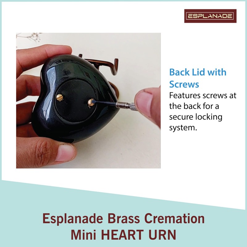 Esplanade Brass Cremation Mini Heart Urn Keepsake Memorial, Small Urn