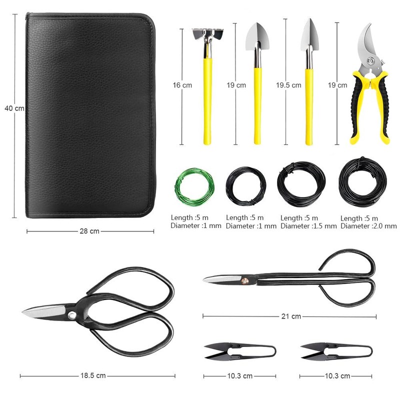 MOSFiATA Bonsai Tools Set 13 Pcs High Carbon Steel Succulent