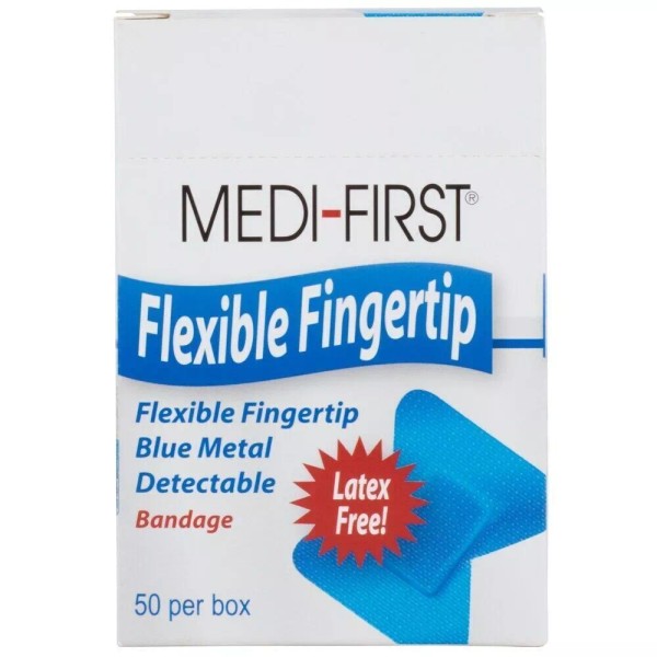 PackagingSuppliesByMail Blue Metal Detectable Bandage Fingertip - 1-1/2"x3" - 200