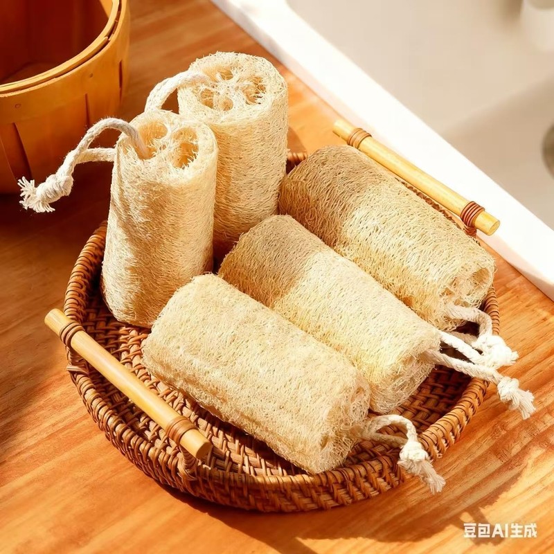 Esponja de lufa egipcia natural paquete de 2 exfoliante corporal