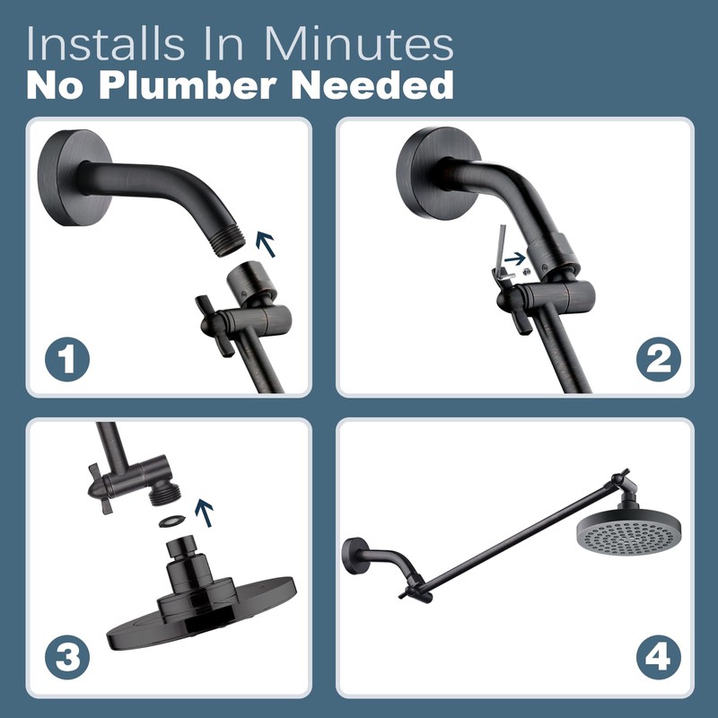 BRIGHT SHOWERS 15 Inch Extra Long Shower Head Extension Arm,