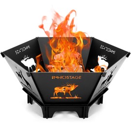 Fire Pit for Camping- 27.5 Inch Collapsible Firepit for Patio Outside Wood Burning Outdoor Indoor BBQ Picnic Foldable Fire Pits Bonfire of Backyard Patio with Portable Tote Bag