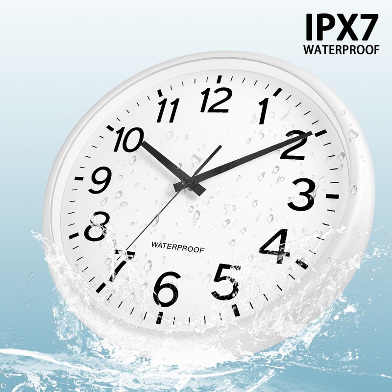 Caysie 16 Inch Sealed Large Outdoor Clock Waterproof, Silent Battery