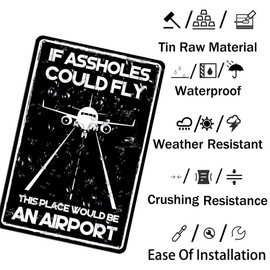 Funny Man Cave Tin Sign If Assholes Could Fly This Place Would Be An Airport Sign Vintage Garage Home Cafe Bar Decor Signs 8x12 Inch