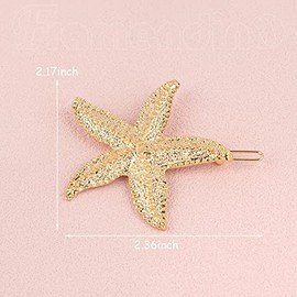 Framendino, paquete de 8 pinzas para el pelo de estrella de mar, horquilla de sirena, accesorios para el cabello para mujeres y niñas, color dorado