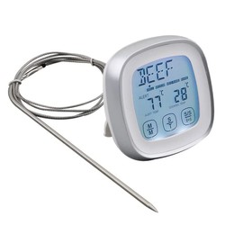 Fasizi Meat Thermometer Instant Read Food Thermometer Digital Cooking Thermometer with Timer Alert Probe for Oven Kitchen Grilling Smoker(Silver)