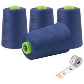 Zythrem Overlocking Thread Cones Overlocker Sewing Machine 4 x 5000 Yards, Overlocker All Purpose Polyester Sewing Thread 40S/2 for Quilting, Piecing, Stitch, Serger (Blue Moon)