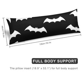 MEIKKO Body Pillow Cover Soft Bat Pillowcases with Zipper 20X54 Inch Long Pillow Protector Full Body Pillow Case Covers for Bed,Couch,Home Gifts.