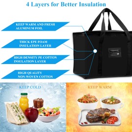 Beautyshow Soft Cooler Bag, 40L Large Cool Bag, Grocery Shopping Bags, Picnic Bag, Thermal Food Delivery Bag, Insulated Bag, Cooling Bag for Camping BBQ Shopping Fishing Family Outdoor Travel