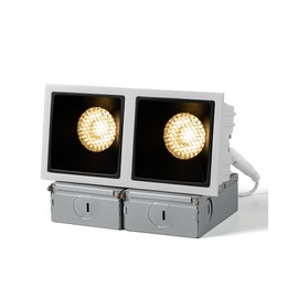 Opulux 3" Square 24W LED Dimmable Recessed Lighting Downlight, Home Indoor Directional Ceiling Spotlight Surface Fixture with 36° Beam Angle, Honeycomb Mesh Anti-Glare Design, Includes Junction Box