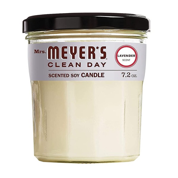 MRS. MEYER’S CLEANDAY Scented Soy Aromatherapy Candle, 35 Hour Burn Time, Made with Soy Wax, Lavender, 7.2 oz
