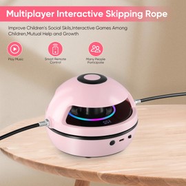 Electronic Skipping Rope Machine with Counter for Children, Smart Jump Rope Machine with Remote Control, 1-10 Speed Levels, LED Screen, Bluetooth Music, Colour Light, Skipzone Rope Skipping Children