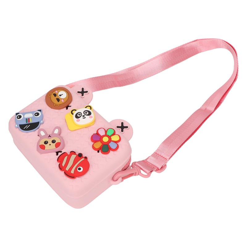 Kids Single Shoulder Camera Bag DIY Cartoon Decors Shock Absorbing