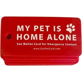 1Pc Red Pets are Home Alone Alert Key Tags Keychain Contact Writable Pet Wallet Key Keychain