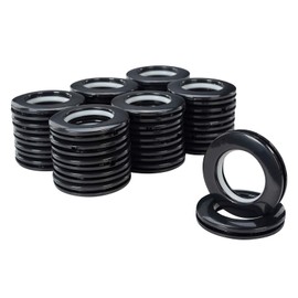 WCIC 32PCS Curtain Grommets Rings 1-9/16"(40mm) Plastic Eyelet Rings Clips DIY Nanoscale Low Noise Roman Ring for Window Curtain Rod Black