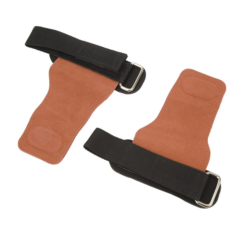 1 Pair Weight Lifting Grip Straps Double Cowskin Deadlifts Pull