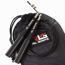 RL Grips® Aluminium Crossfit Skipping Rope with Non-Slip Handle - Skipping Rope with 2 mm Cable - Skipping Rope for Cardio, Jump Rope Gym (Black)