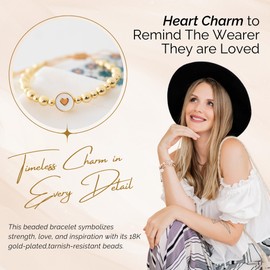 Gorgeous the Fox Beaded Bracelets for Women Inspirational Gifts – Unique 18K Gold Plated Tarnish Resistant Bead Bracelets Heart Gifts for Women – Adjustable and Comfortable – Includes Blank Card