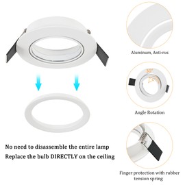 GeyouLux Set of 6 Recessed Spotlights Frame GU10 Aluminium Swivelling White Recessed Spotlights Round Hole Diameter 68-75 mm Ceiling Recessed Spotlight for Halogen MR16 Includes GU10 Socket for 230 V