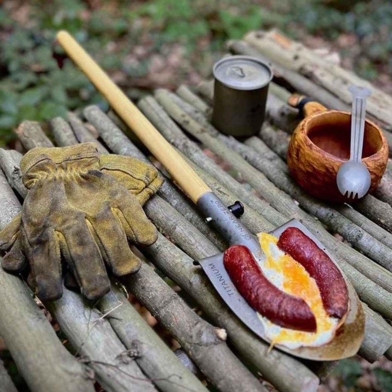 Near Zero Titanium Survival Shovel, Compact Ultralight Collapsible Camping &