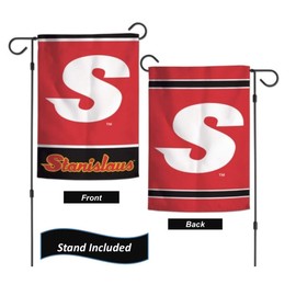 California Stanislaus State Warriors Garden Flag Set With Stand, Printed in the USA, 12.5" x 18" College Flag With Three Piece Steel Yard Flag Stand Holder