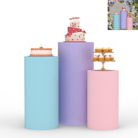 Juego de 3 fundas de pedestal cilíndrico, multicolores, para cubiertas de cilindros para fiestas de cumpleaños, bodas, fiestas de postre