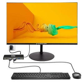 MTG Desktop Bundle 24" 1080p LCD Monitor - Full HD, 75Hz, 3ms, VESA Mountable, USB C Docking Station 10 in 1 Hub (Power Adapter not included) for Windows and Mac, with MTG USB wired Keyboard and Mouse