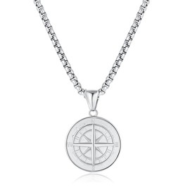 Men's / Women's Necklace, 316L Stainless Steel, Chain Men's Necklace with Compass Pendant Necklace, Plated Men's Jewellery, Birthday, Anniversary, Valentine's Day Gifts for Father, Husband, Friends,