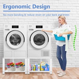 Royxen Laundry Pedestal 20" Height Universal Fit 700lbs Capacity, Washing Machine Base Stand Dryer Base Platform Heavy Duty, 28“ Wide (White)