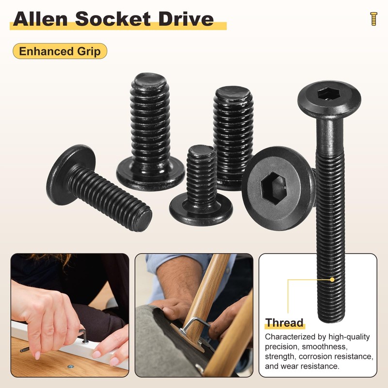 METALLIXITY Flat Head Hex Socket Cap Screws Bolts(M8-1.25x100) 10Pcs, Steel