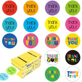 800 PCS Cute Thank You Stickers (1.5 Inch) | 16 Colorful Designs with Decorative Round Labels for Small Business Packaging, Goody Bags, and Crafts