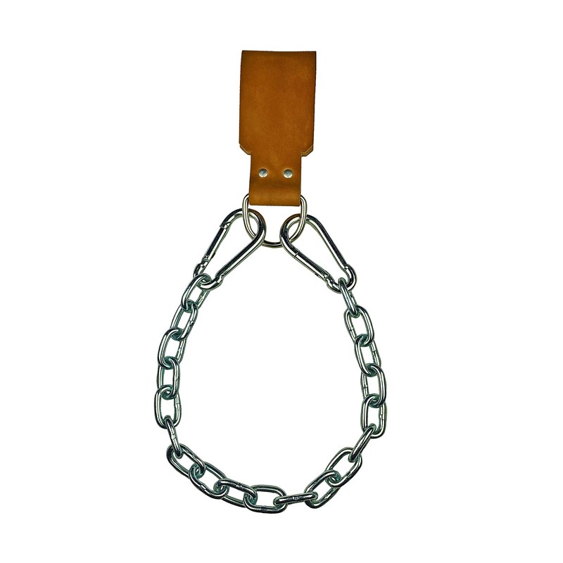 Leather Dip Belt Strap with Chain for Weight Lifting -