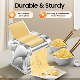 Electric Noodle Maker, Commercial Noodle Dough Pressing Machine Pasta Making Machine Stainless Steel for Dumpling Skin, Spaghetti, Fettuccini