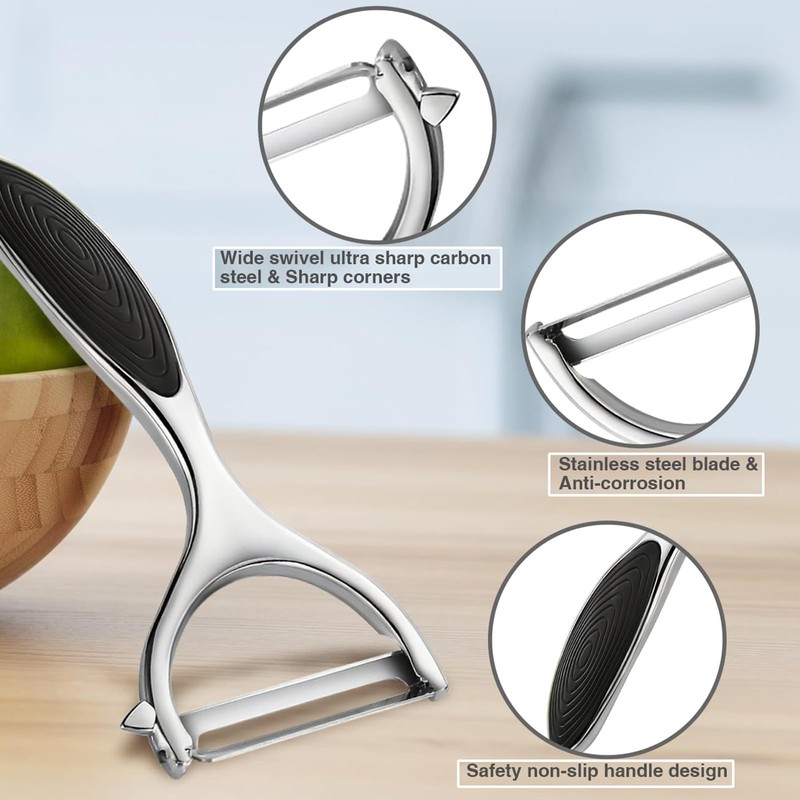 Potato Peeler, Peeler, Ergonomic, Rust-Free Carbon Steel Blade, Versatile &