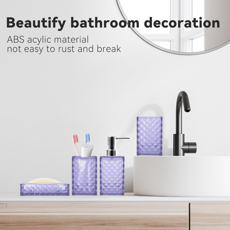 Seeatoo Bathroom Accessory Set, 4 PCS Light Purple Bathroom Accessories