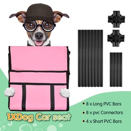 SWIHELP Dog Car Seat Puppy Portable Pet Booster Car Seat with Clip-On Safety Leash and PVC Support Pipe, Anti-Collapse,Perfect for Small Pets