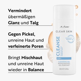 M. Asam Clear Skin Cleansing Gel (200ml) – Gesichtsreinigung Mit AHA & BHA, Porenreiniger Für Reine Haut, Effektive Gesichtspflege Gegen Akne, Skin Care Für Unreine Haut, Vegan & Ohne Mikroplastik