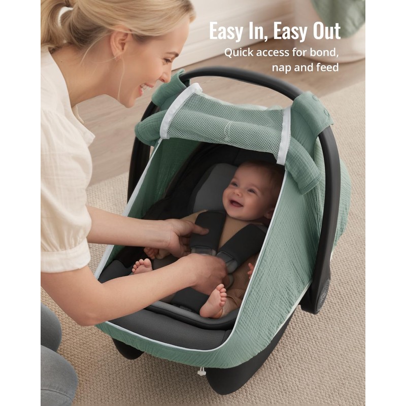 Blissful Diary Baby Car Seat Cover, Extra Large Mesh Window,