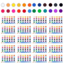 AmazingSpark 24 Set 24 Colors Mini Acrylic Paint Kit for Craft 624 Pcs Washable Acrylic Paint Set Paints Strips for Party Classroom Painting Supplies 48 Brushes
