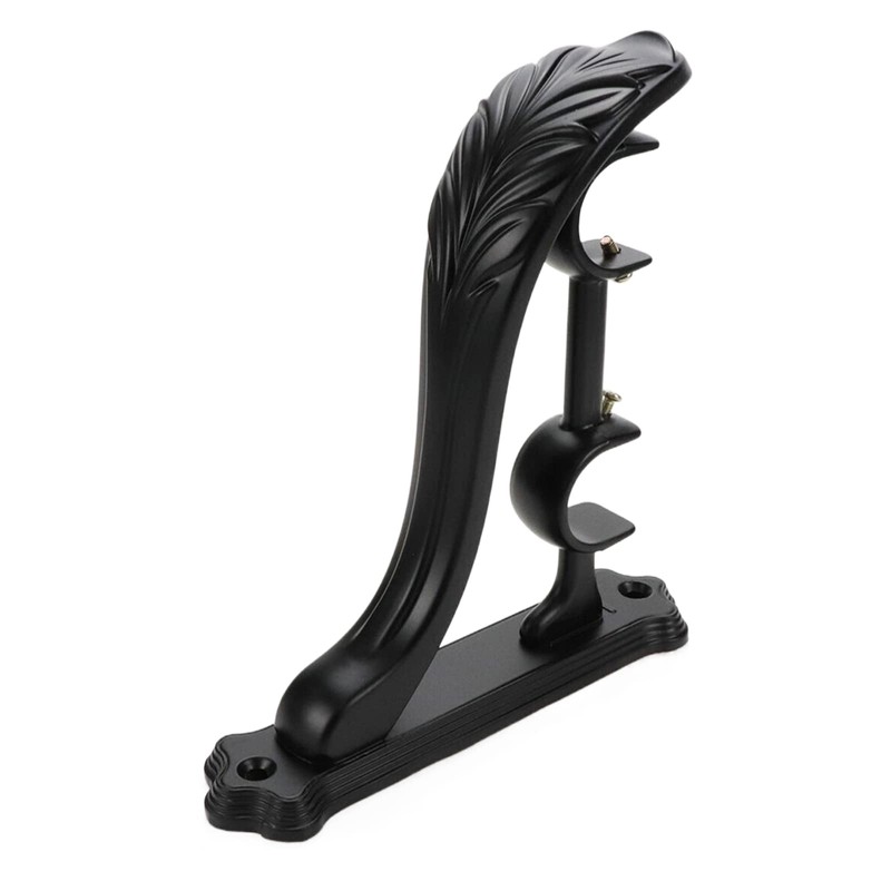 Tsnamay 2Pcs Double Curtain Rod Brackets Rod Holders,Black Retro Wall