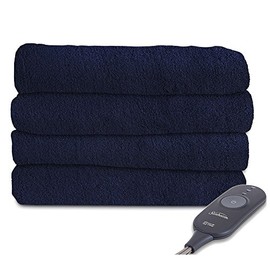 Sunbeam Microplush Electric Heated Throw Blanket Royal Blue Washable 3 Heat Settings