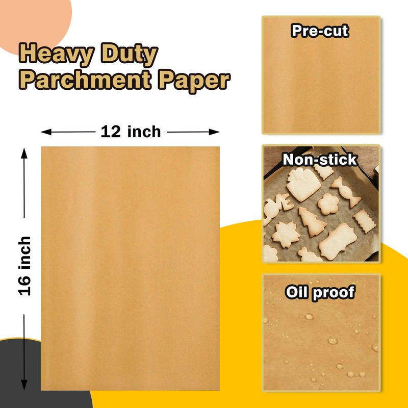 Katbite 12x16 Inch Parchment Paper Sheets, Pre cut Unbleached Baking
