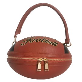 Lyuxhetaokdiq Women Football Shaped Crossbody Shoulder Bag Rugby Clutch Handbag Unique Novelty Football Purse(Brown 1)