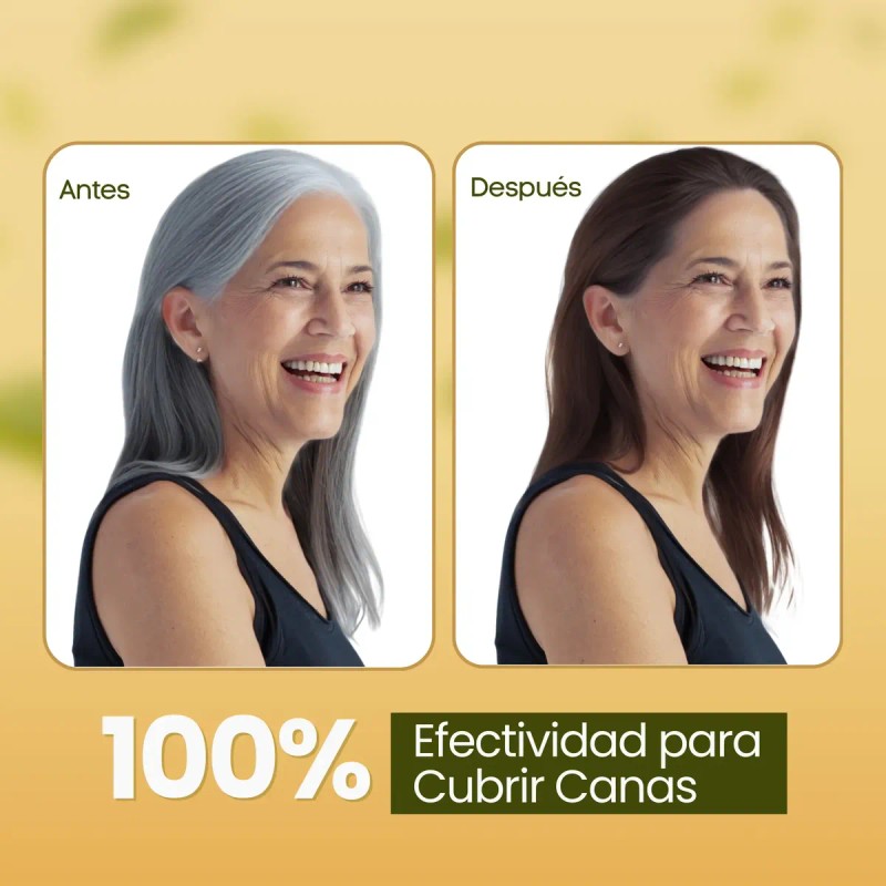 Shampoo Tinte Instantáneo Cubre Canas Natural Jengibre 2pz
